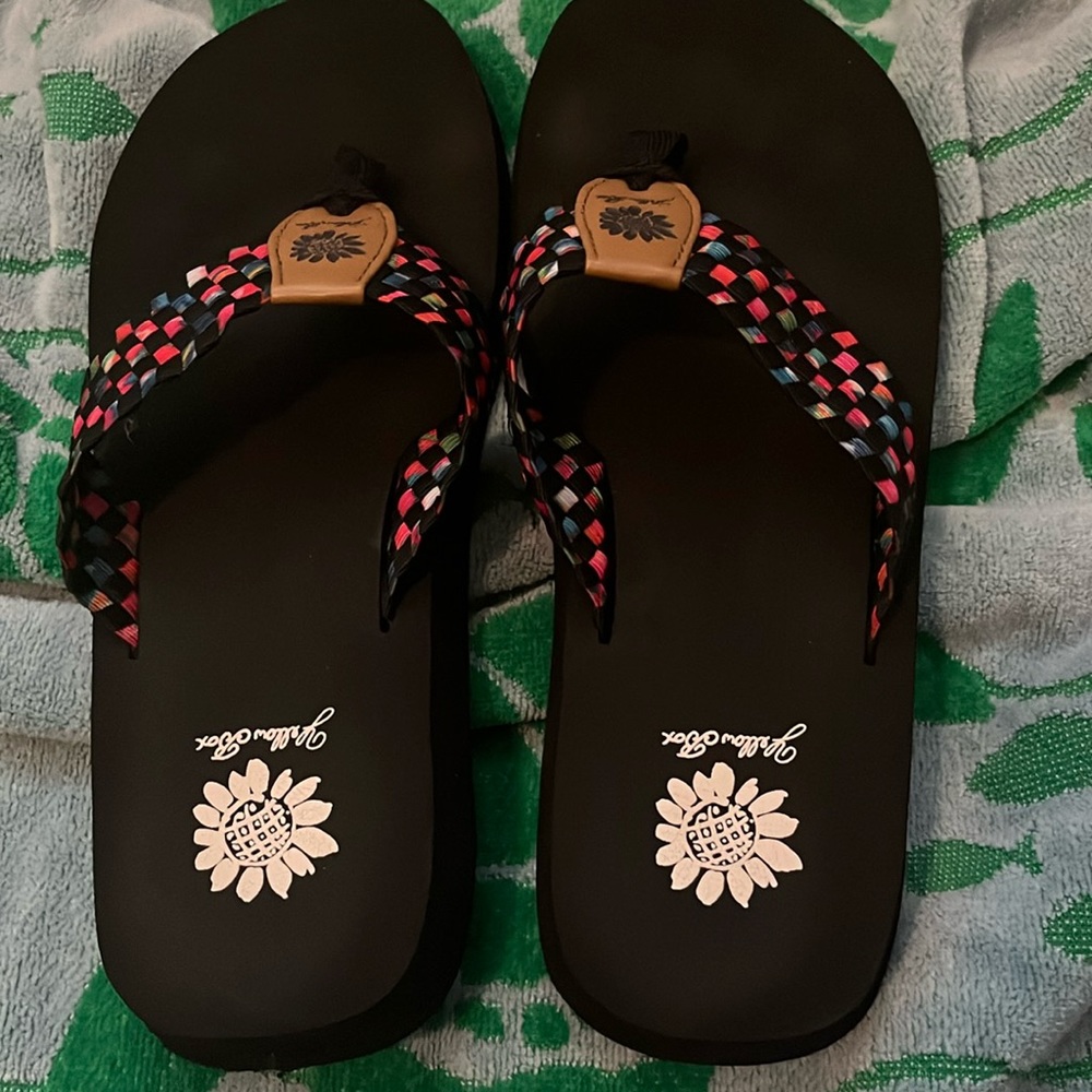 Yellow Box flip flops